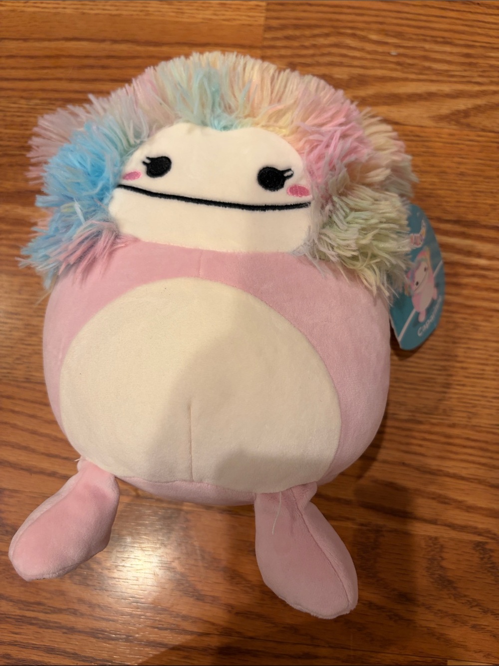 Squishmallows Caparinne Pink Plush with Pastel Rainbow Fur 8”